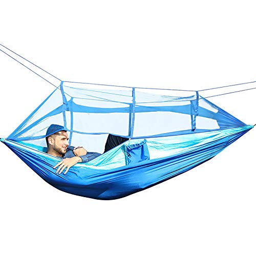 Single Perosn Nylon Fabric Netting Hammock with Mosquito Net - QOG.FD