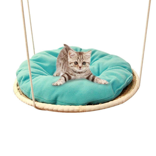 Detachable  Cozy Cushion Straw Climbing Bed for Cats - Red-eye