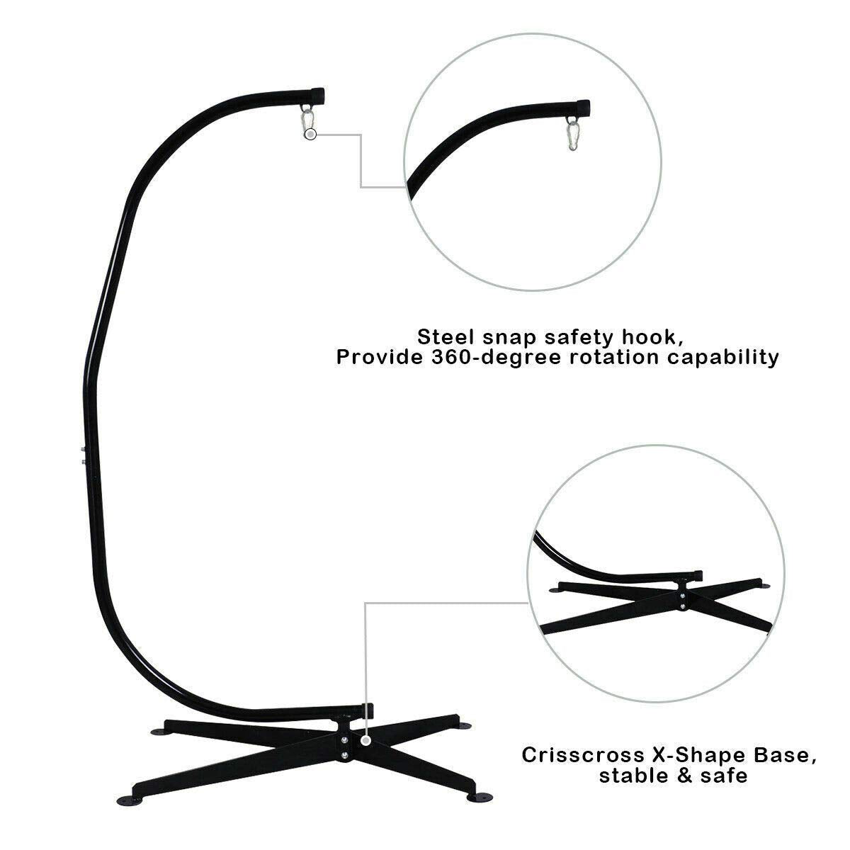 Solid Steel Hammock C Stand for Swing Chair - AVGDeals