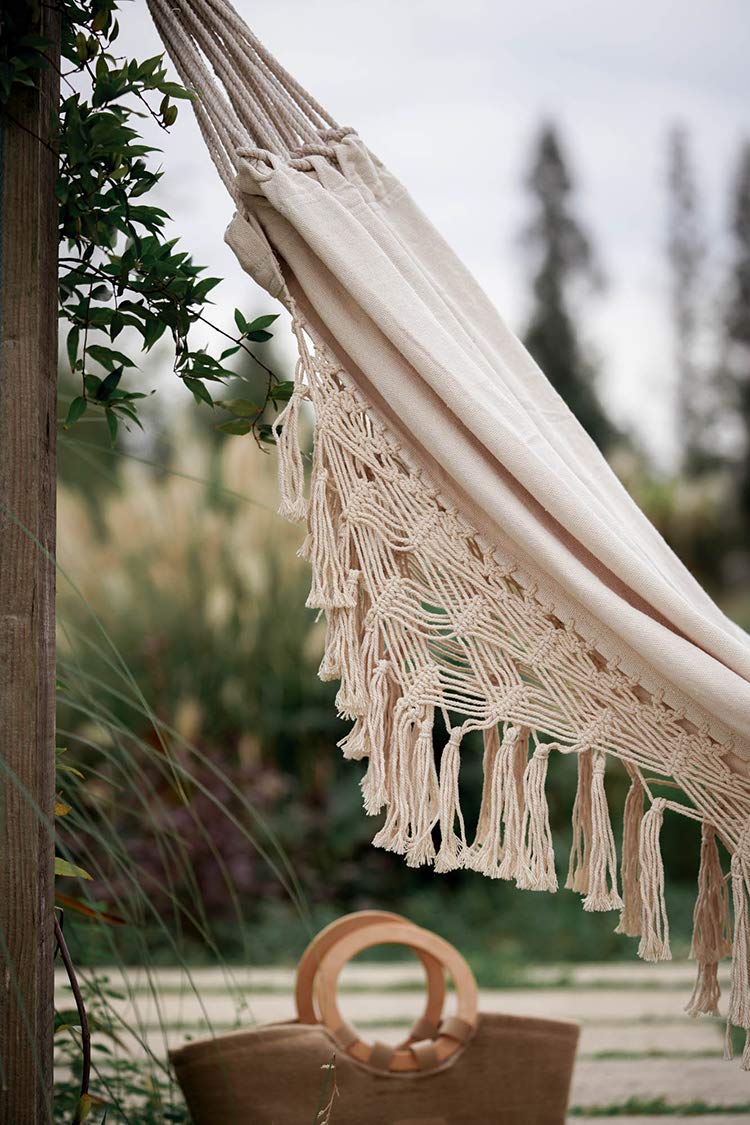 Handmade Boho Large Brazilian Macrame Fringe Double Deluxe Hammock - RISEON