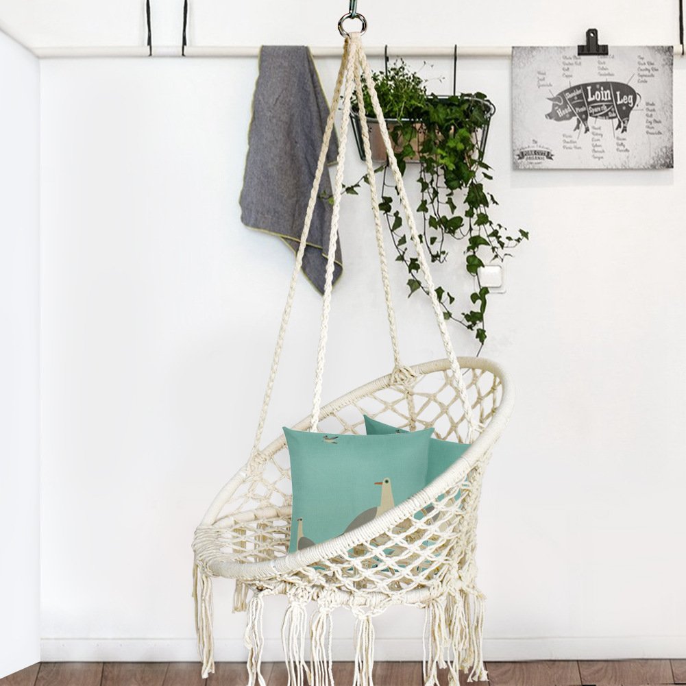 White Hanging Hammock Chair Macrame Swing - BHORMS