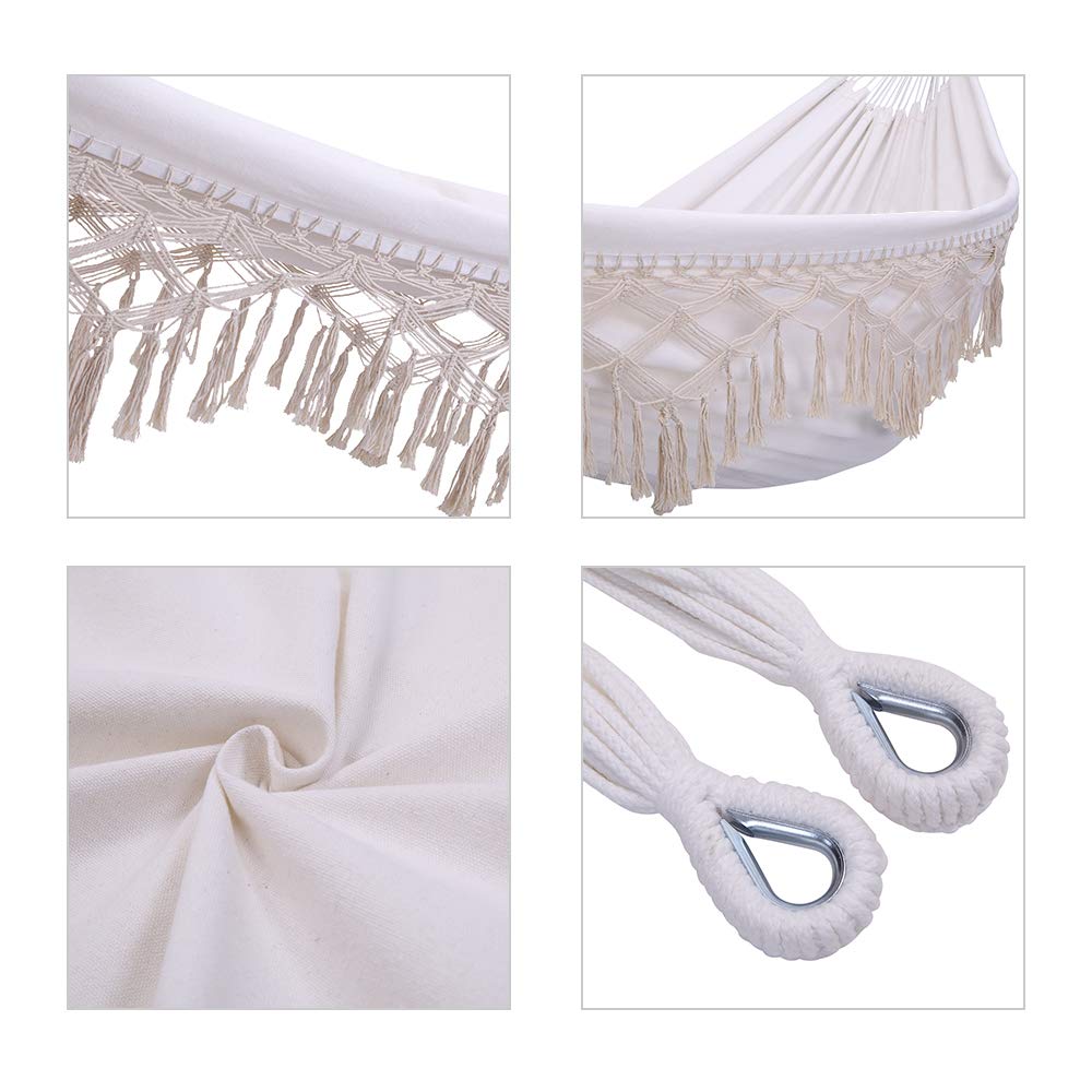 Boho Large Brazilian Fringed Macramé Double Deluxe Hammock Swing Bed - ONCLOUD