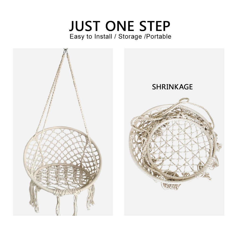 White Hanging Hammock Chair Macrame Swing - BHORMS