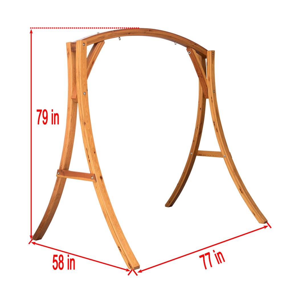 Lazy Daze Hammocks Deluxe Wooden Arc Frame Hammock Swing Chair Stand Heavy Duty Russian Pine Hardwood, Weight Capacity 450 lbs