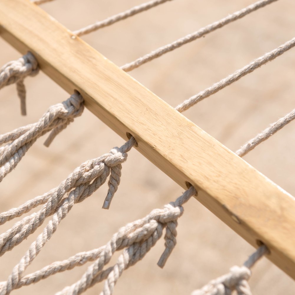 Cotton Rope Hammock with Wood Arc Stand