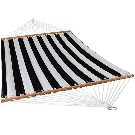 Black and White Stripes Quilted Fabric Double Hammock - Sunnydaze