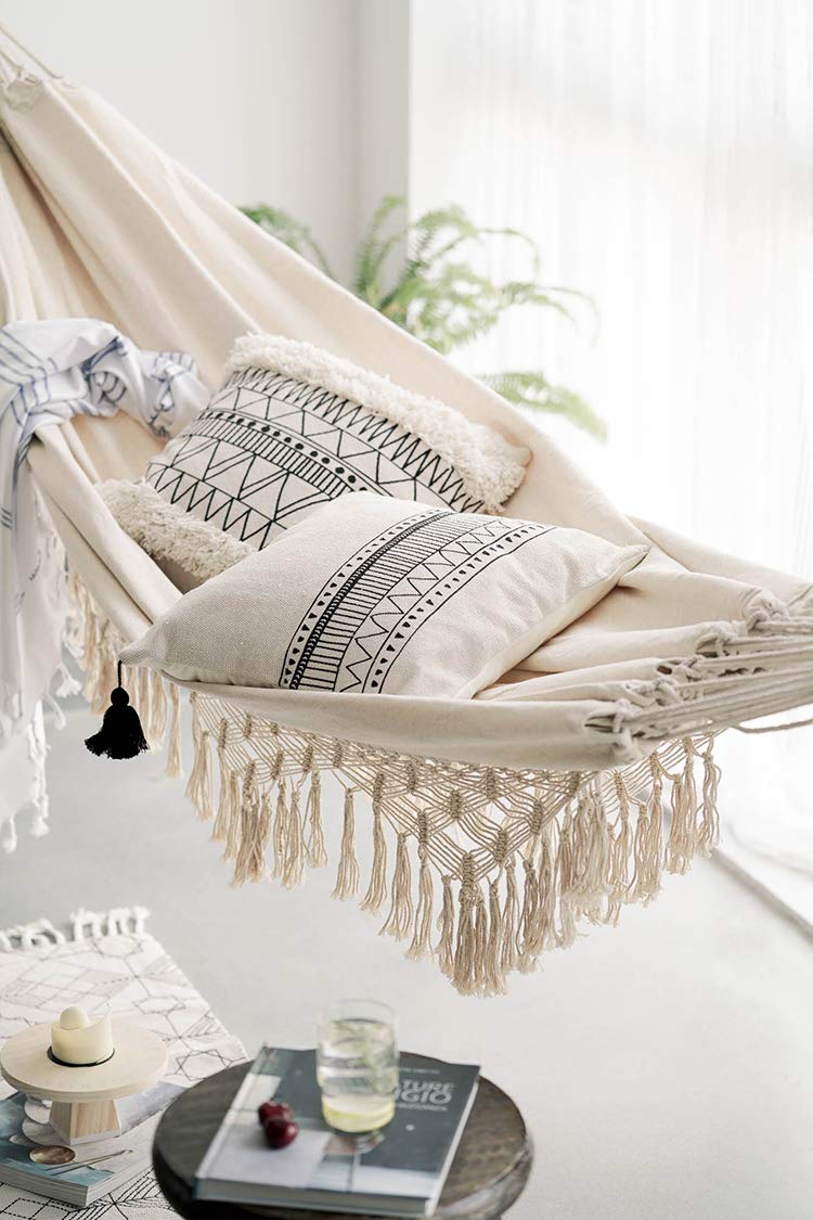 Handmade Boho Large Brazilian Macrame Fringe Double Deluxe Hammock - RISEON