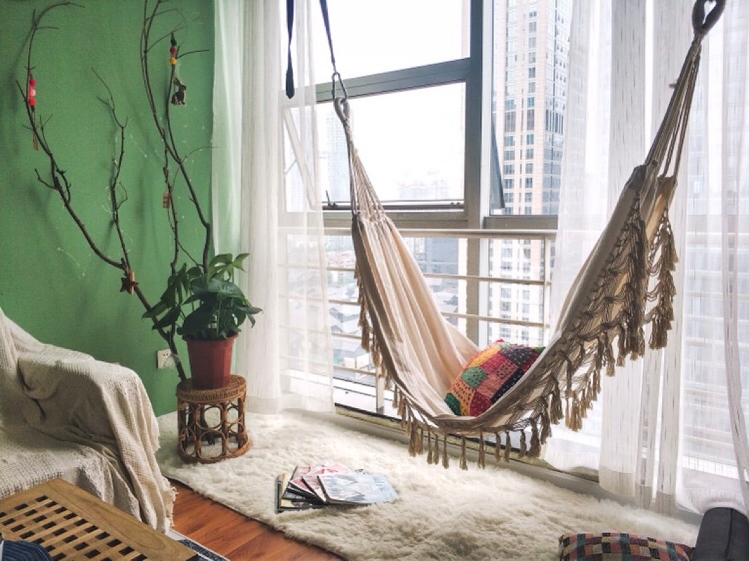 Handmade Boho Large Brazilian Macrame Fringe Double Deluxe Hammock - RISEON