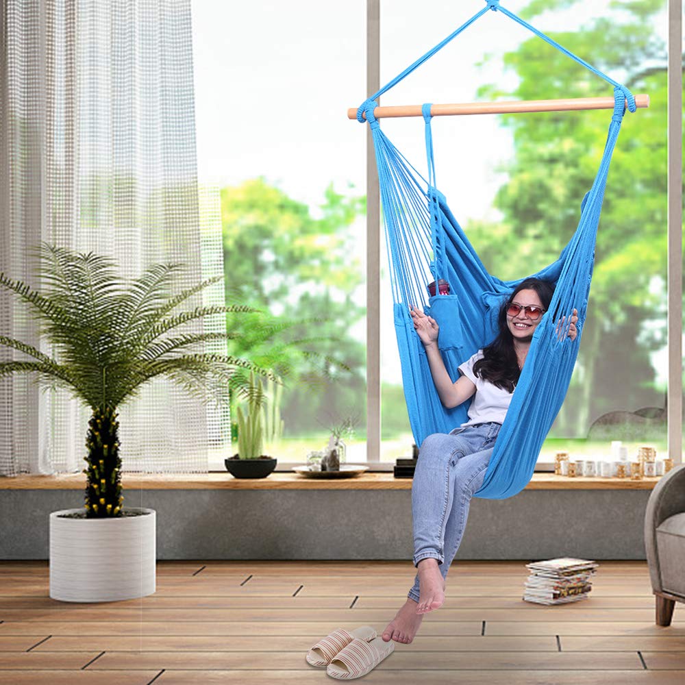 XXL Large Hanging Rope Hammock Chair Swing with Pillows - OnCloud