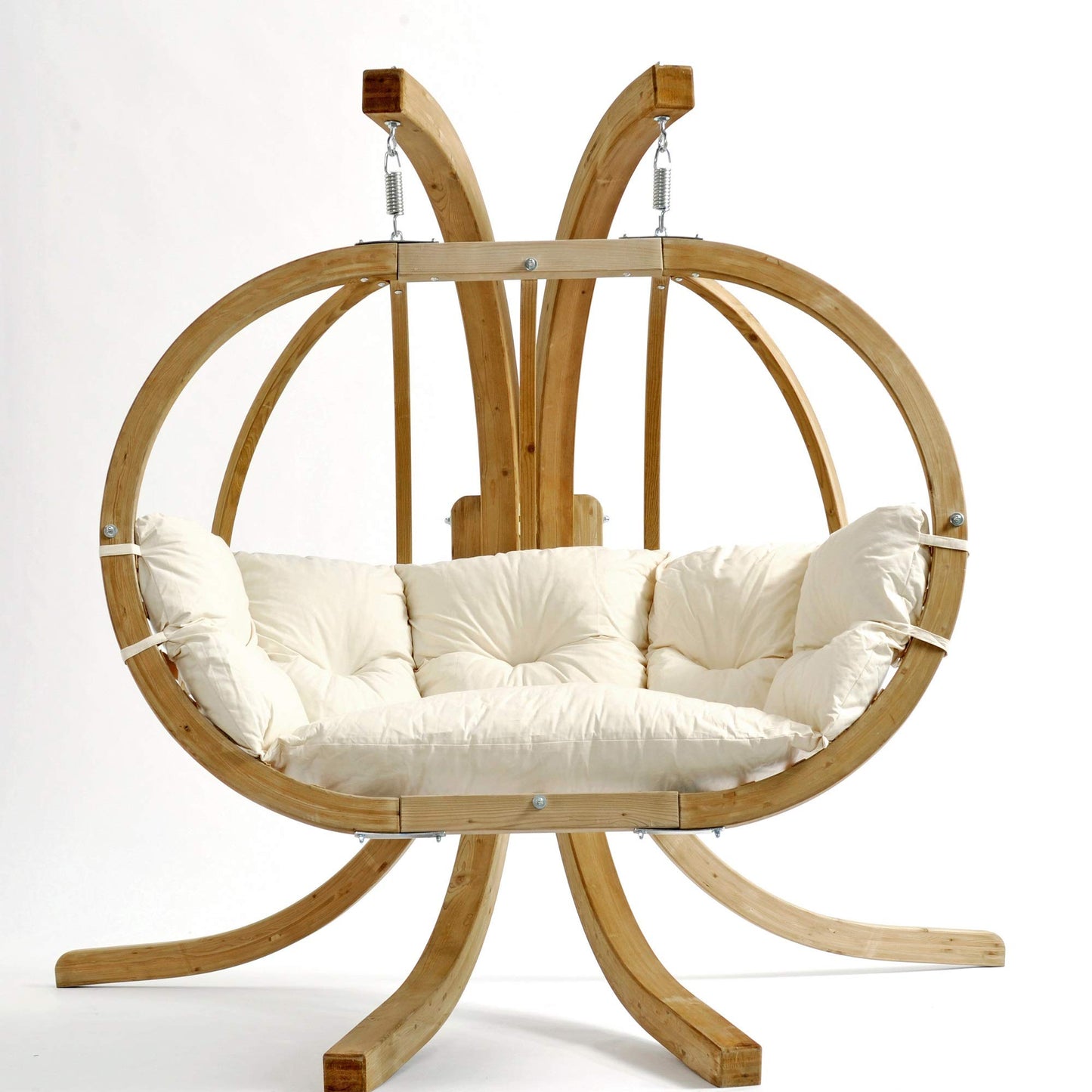 Double Globo Hanging Chair with White Cushions - Outdoor Living and Style
