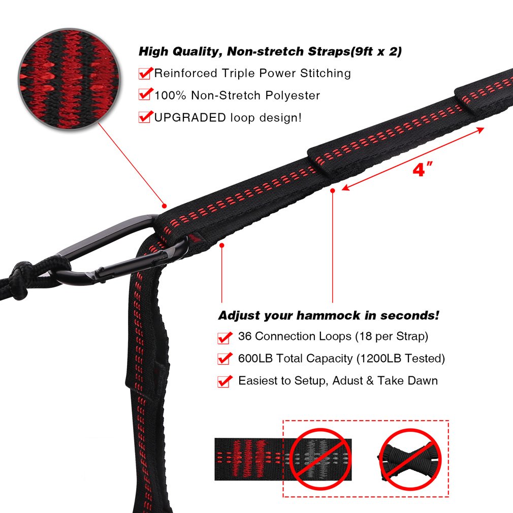 Anti-Tear Parachute Nylon Double Camping Hammock - CANWAY
