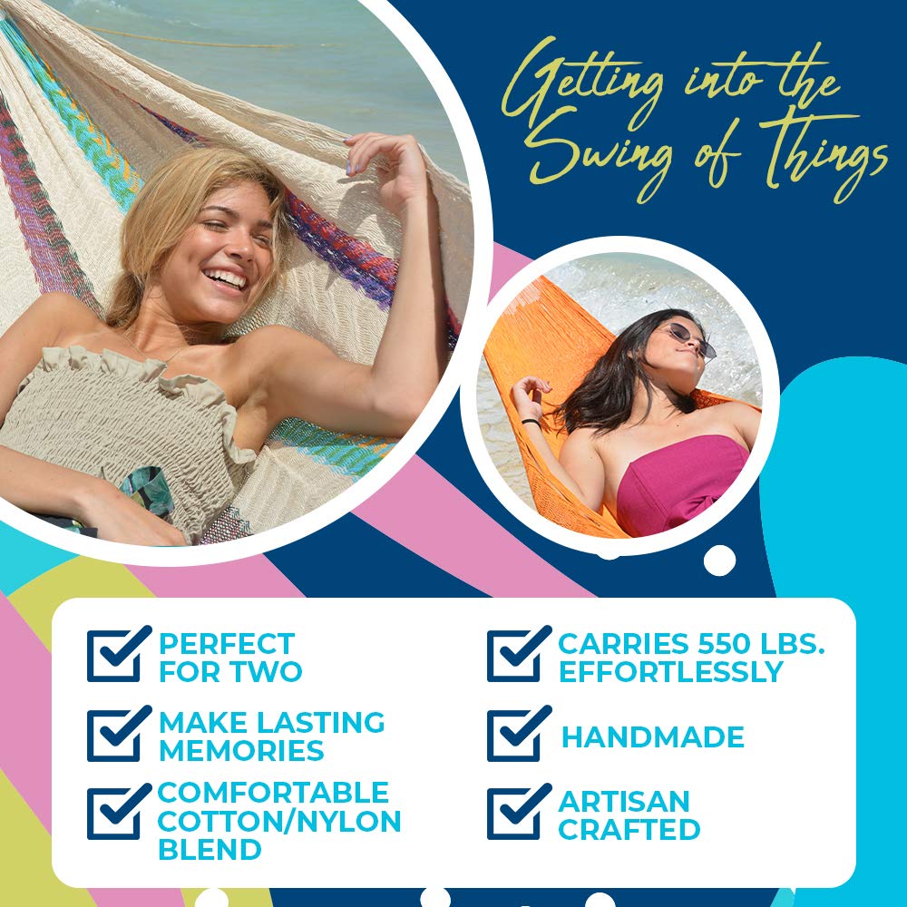 Matrimonial Size Handmade Multi color Yucatan Hammock - Hammocks Rada