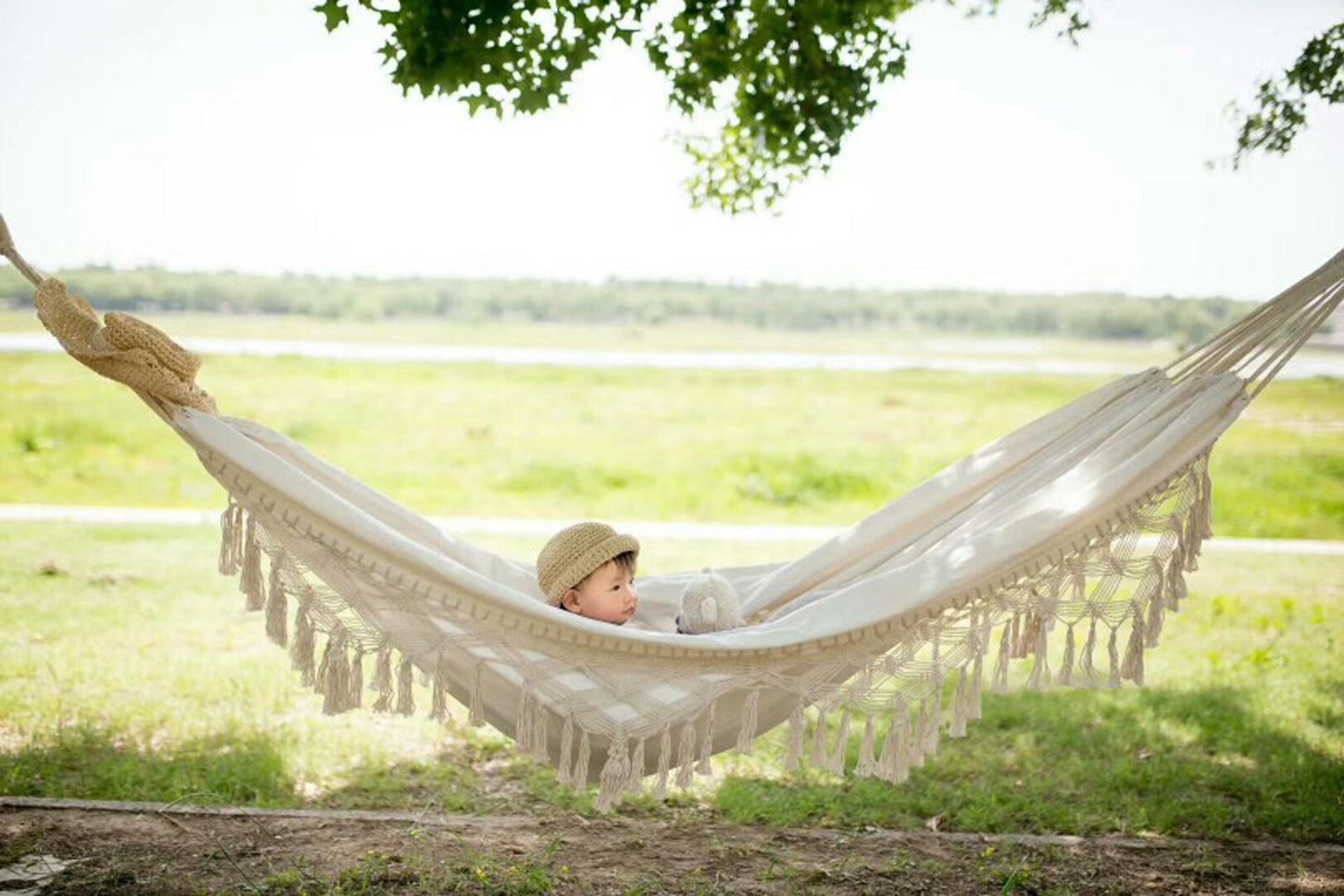 Handmade Boho Large Brazilian Macrame Fringe Double Deluxe Hammock - RISEON