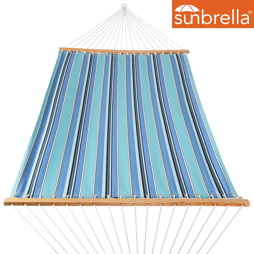 Sunbrella Fabric Double Hammock with Spread Bar and Polyester Rope - Lazy Daze Hammocks