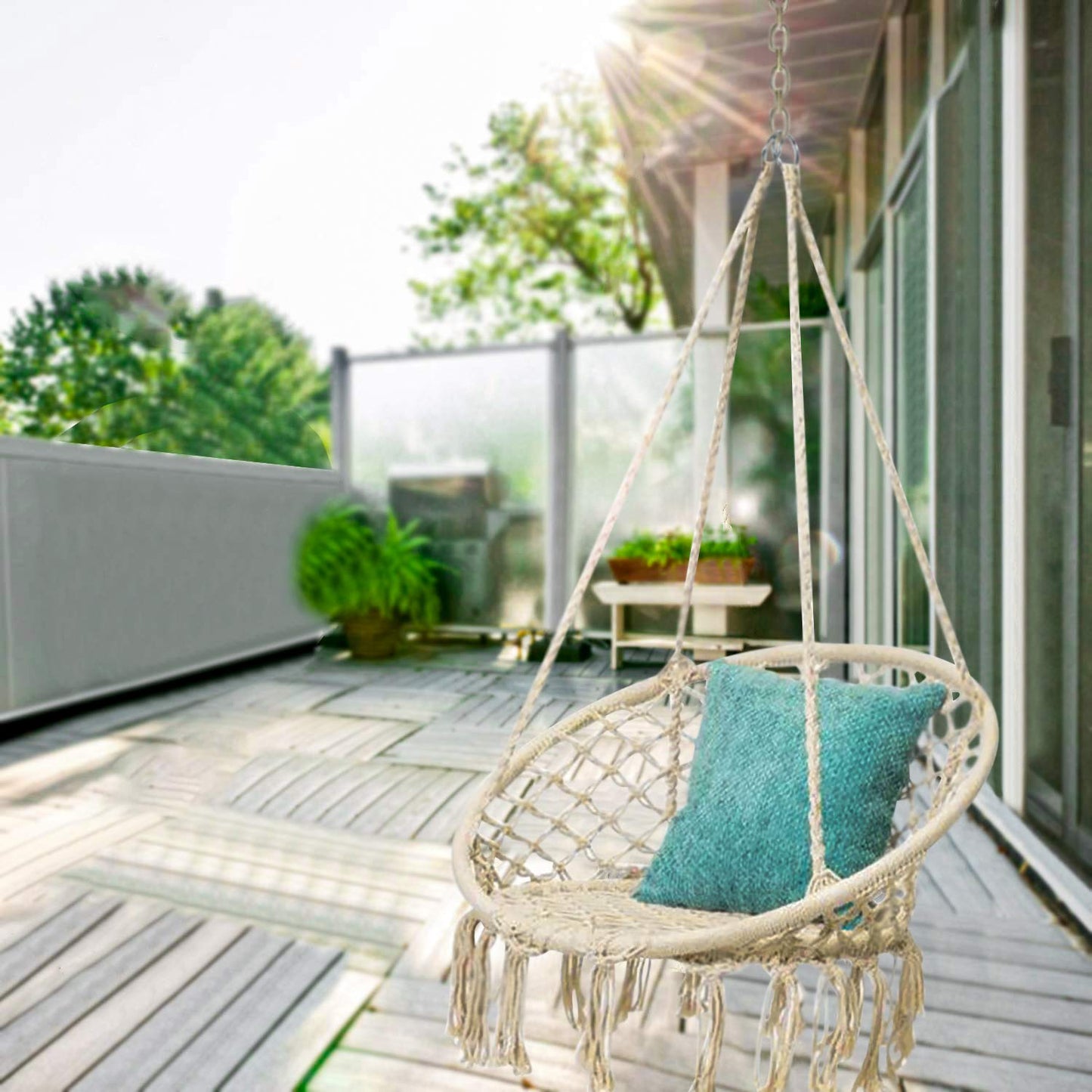 Handmade Knitted Macrame Hanging Swing Chair - Mertonzo