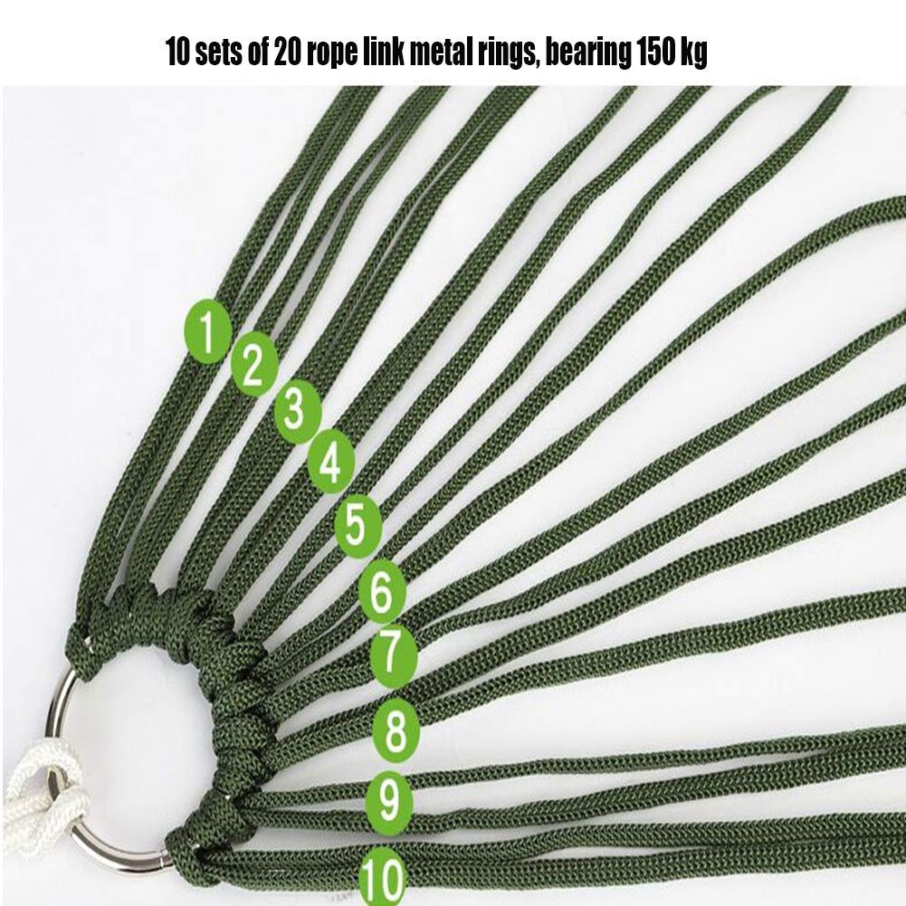 Mesh Pocket Cotton Rope Travel Hammock - AWZSDF