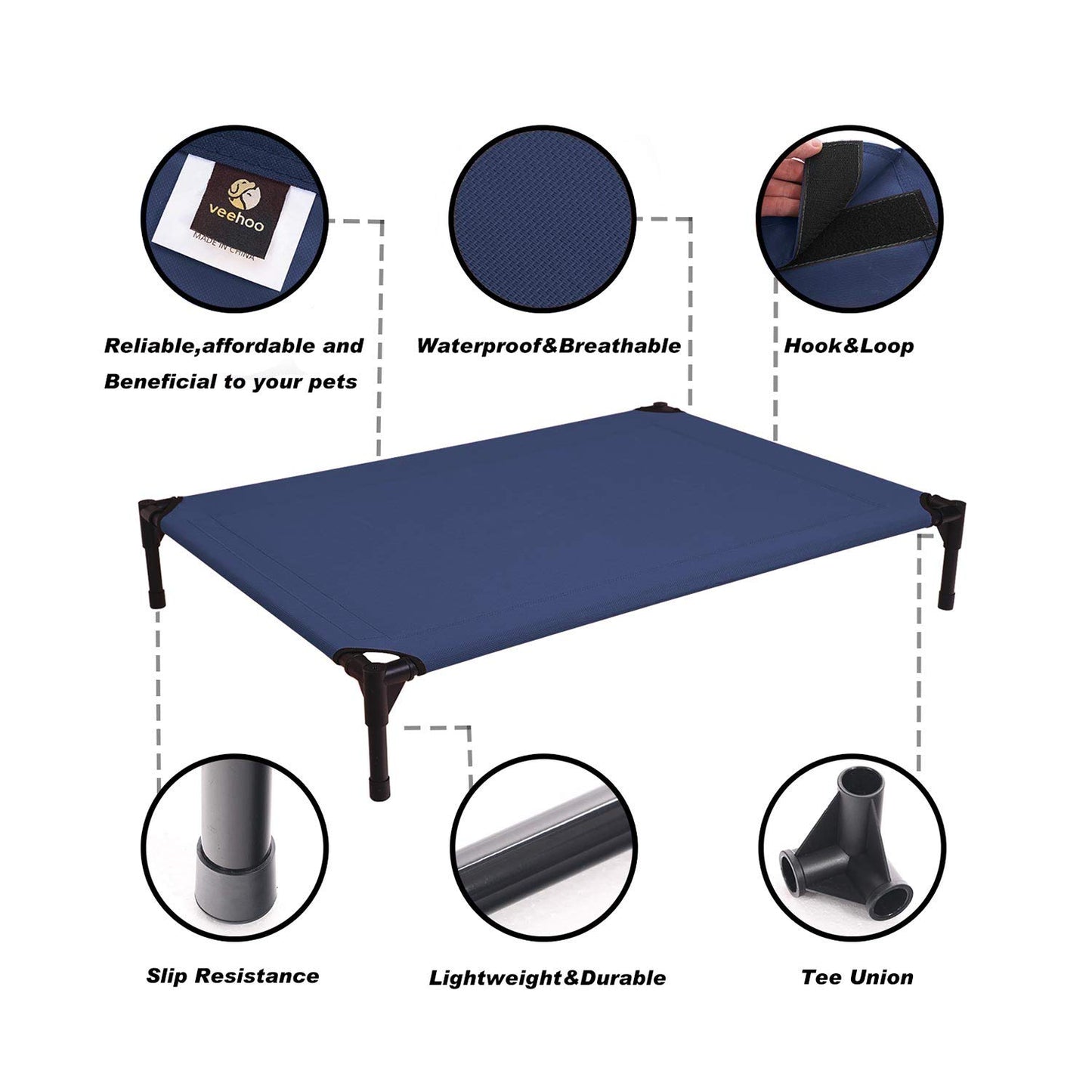 Pet Cot with Washable & Breathable Hammock - Veehoo