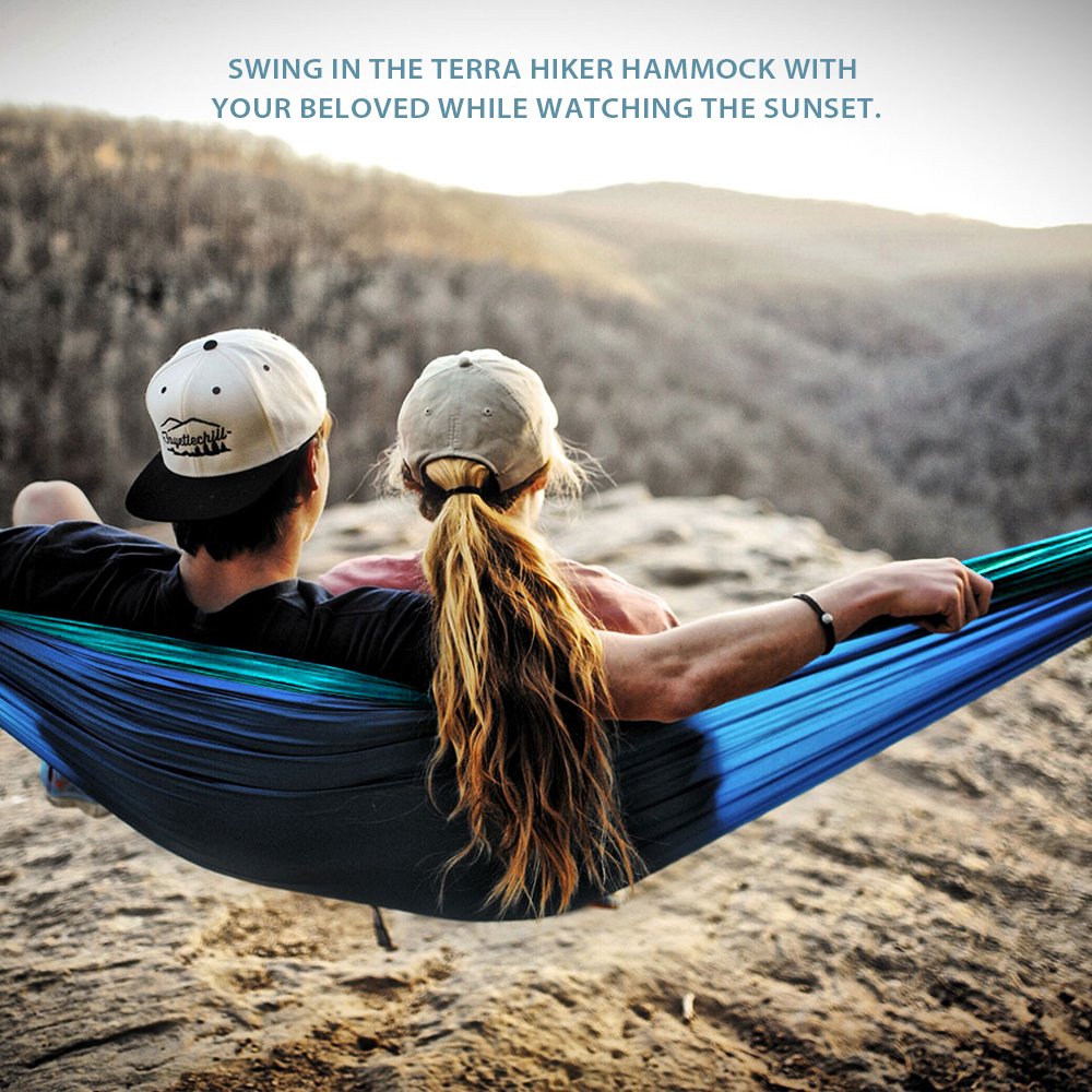 Nylon Camping Hammock with Straps & Carabiners - Terra Hiker