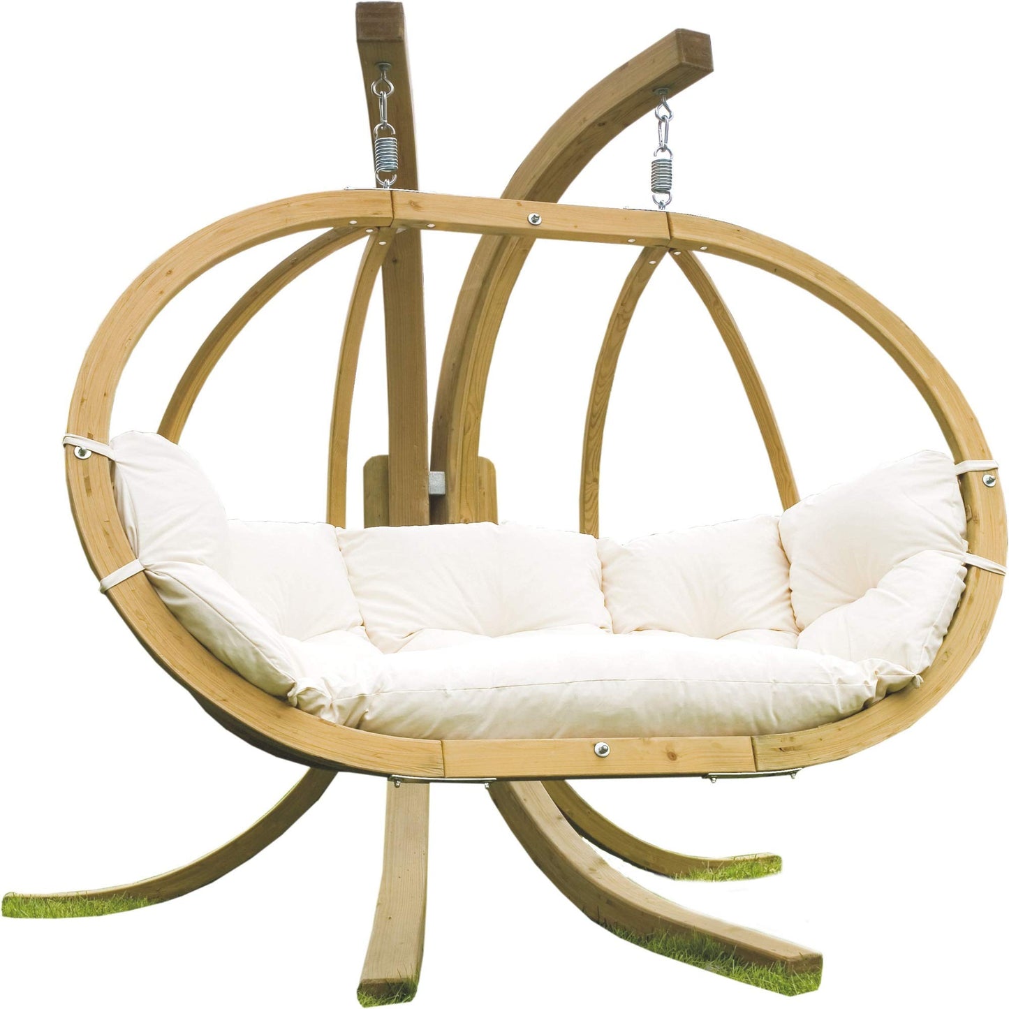 Double Globo Hanging Chair with White Cushions - Outdoor Living and Style