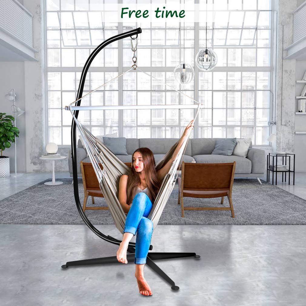 Outdoor & Indoor Hanging Hammock Chair Steel C Stand - Dkeli