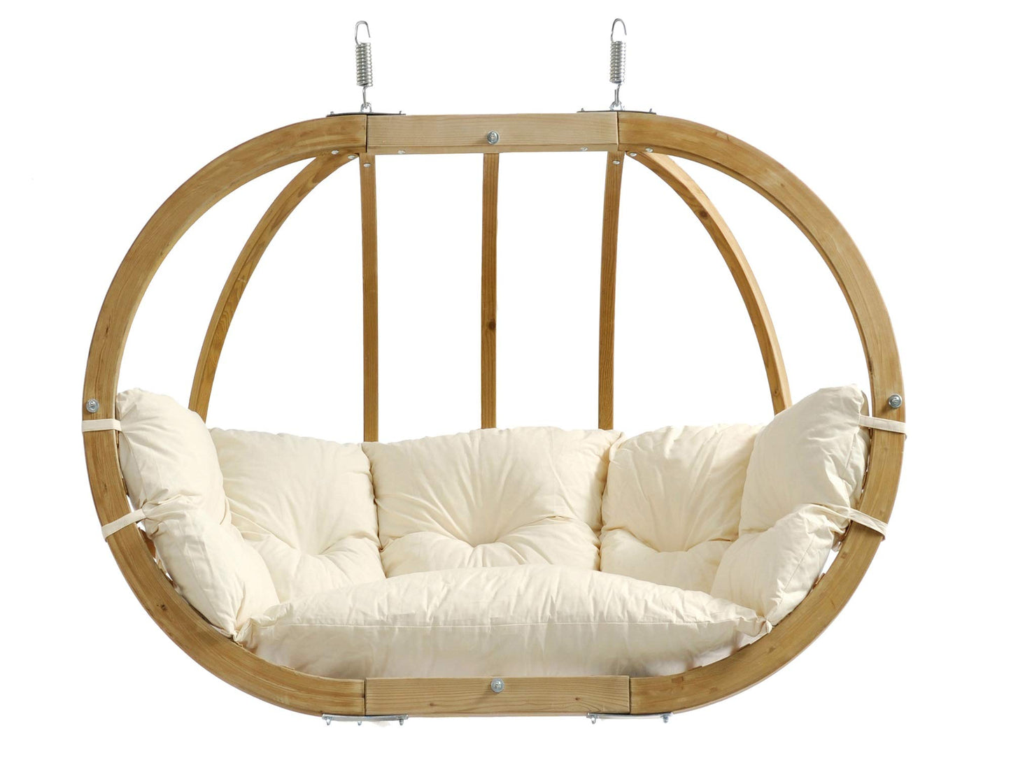 Double Globo Hanging Chair with White Cushions - Outdoor Living and Style