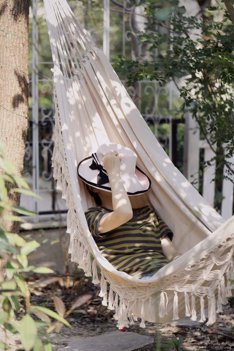 Handmade Boho Large Brazilian Macrame Fringe Double Deluxe Hammock - RISEON