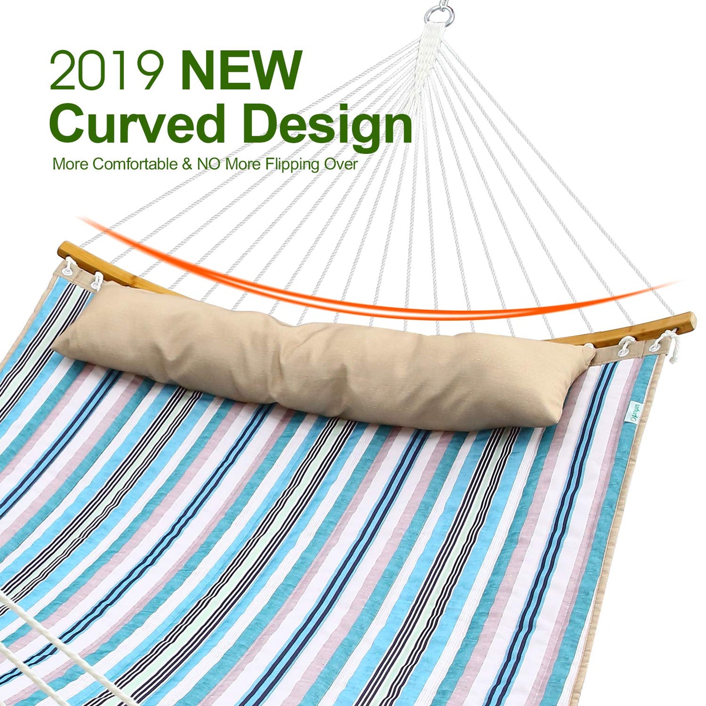 Double Hammock with Detachable Pillow Indoor & Outdoor Use - Ohuhu