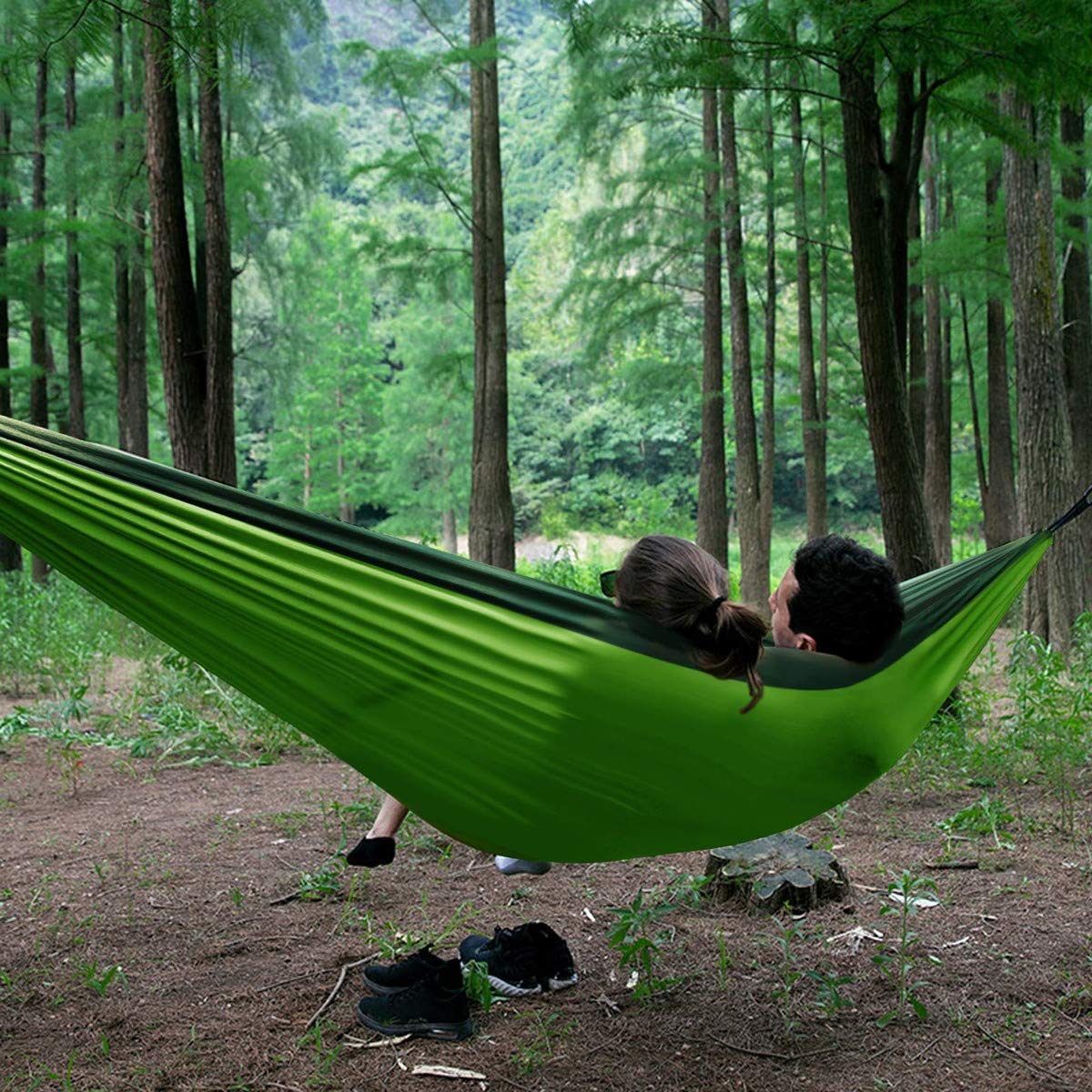 Parachute Nylon Single & Double Camping Hammock with Mosquito Net - DSTong