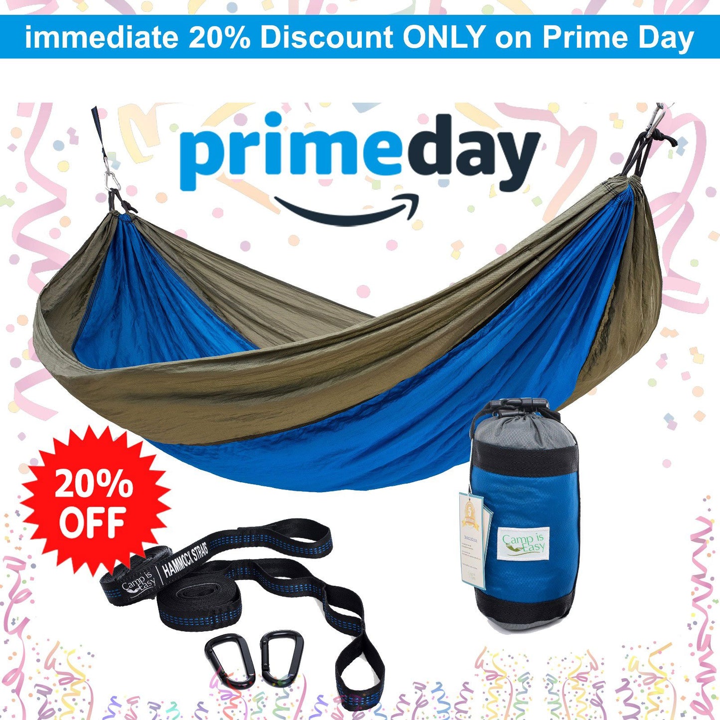 Rip Resistant Single Parachute Camping Hammock with Tree Straps - Camp is easy