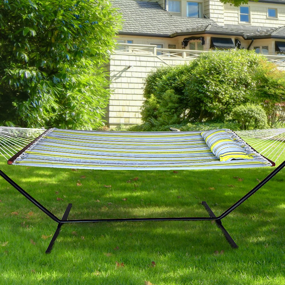 Double Hammock with Spreader Bars and Detachable Pillow - Sorbus