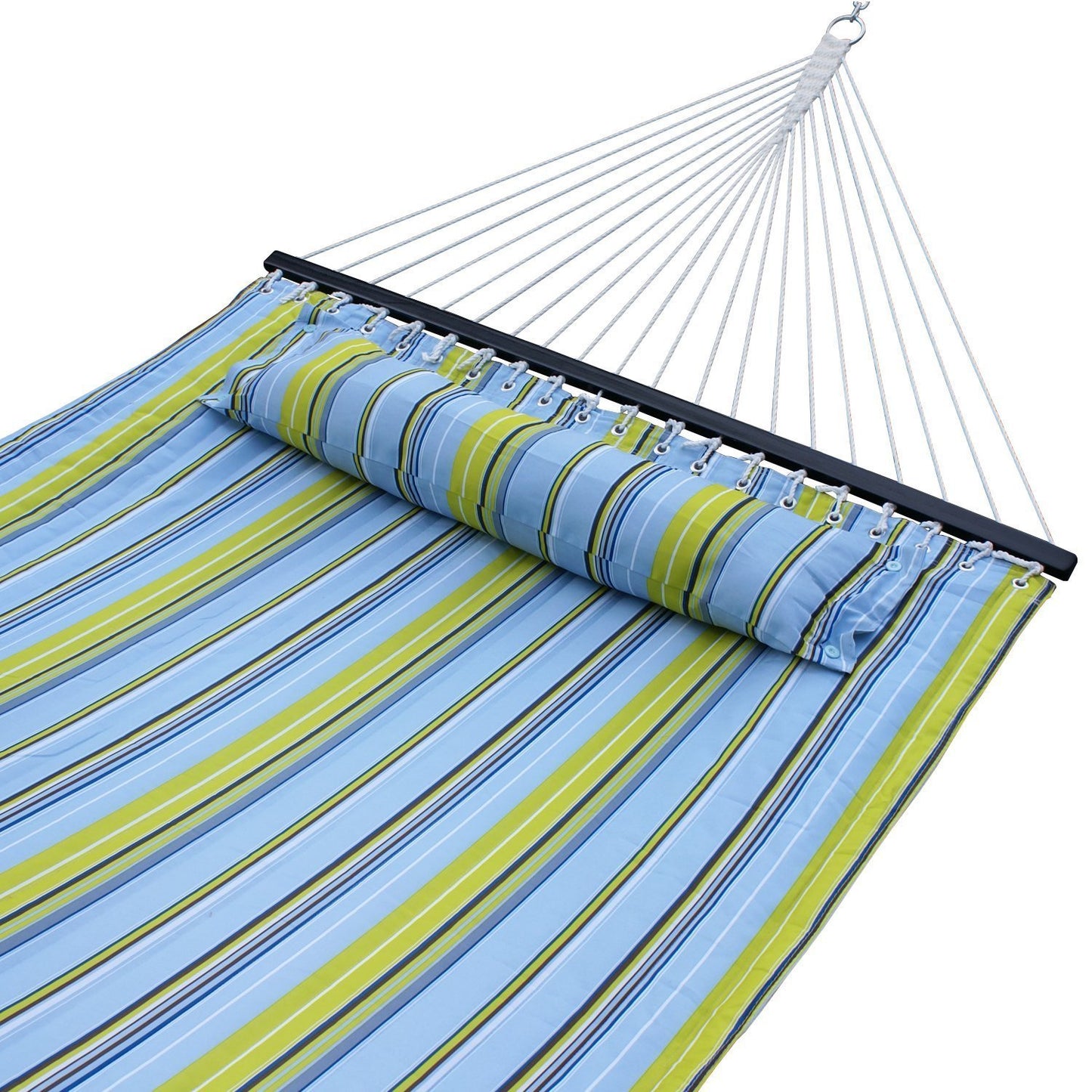 Quilted Fabric Double Cotton Hammock with Pillow & spreader bar- ZENY