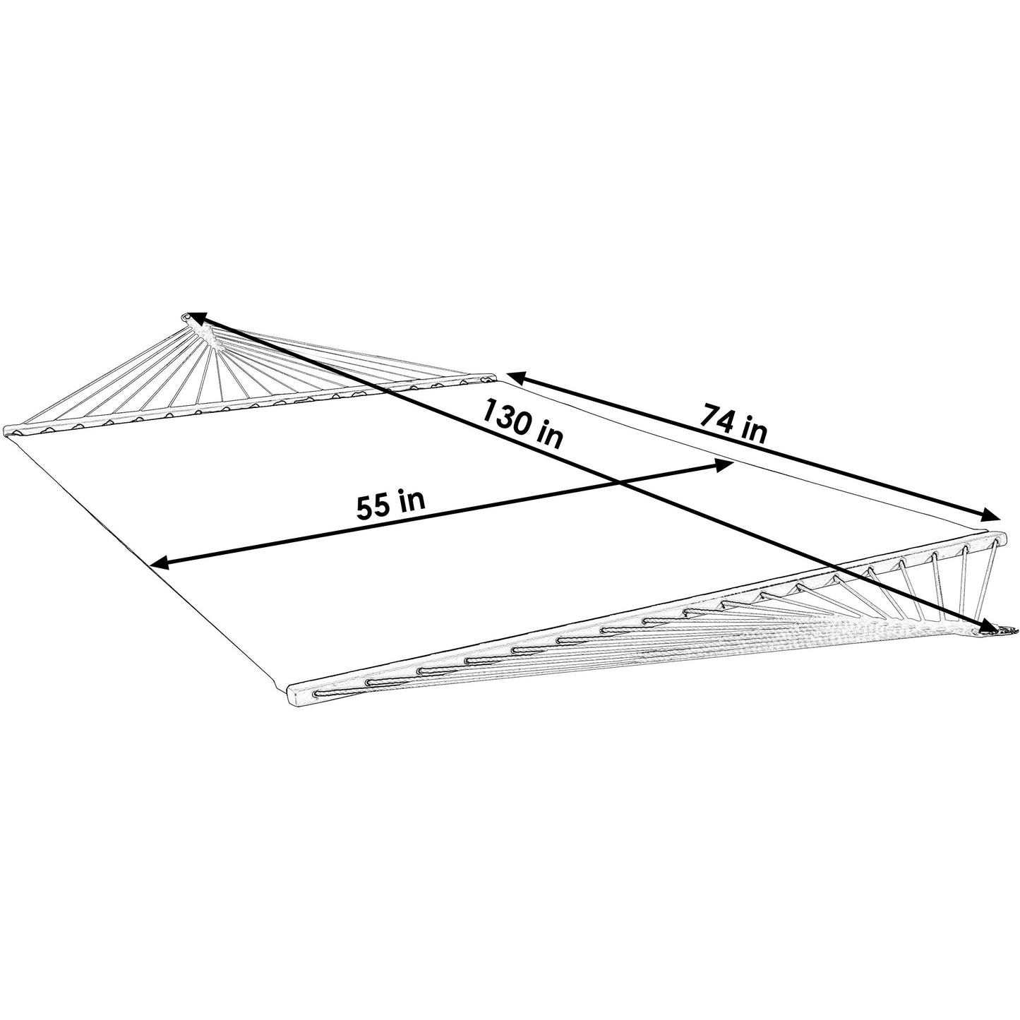 Double Quilted Fabric Hammock with Stand and Spreader Bars - Sunnydaze