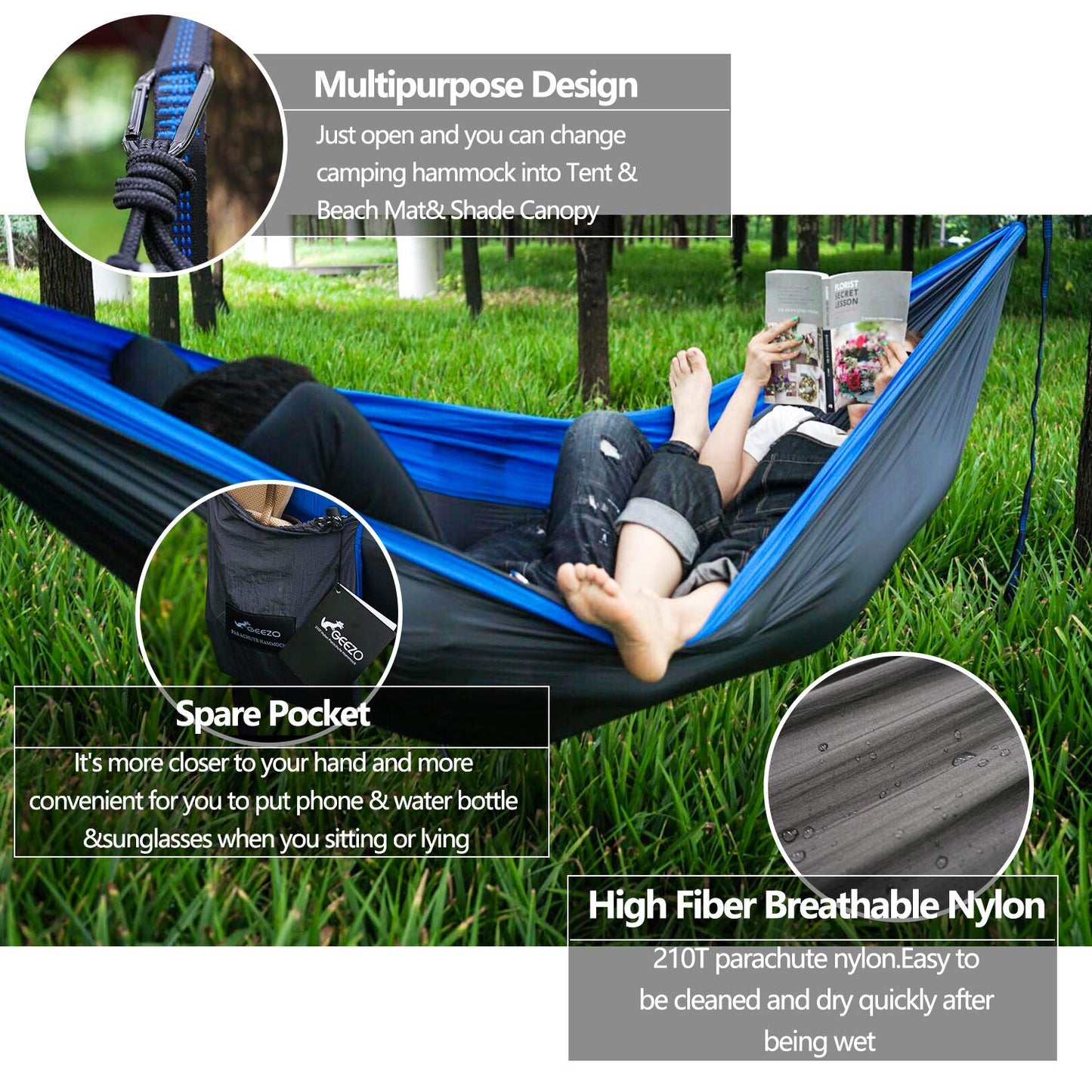Lightweight  Double Camping Hammock - Geezo
