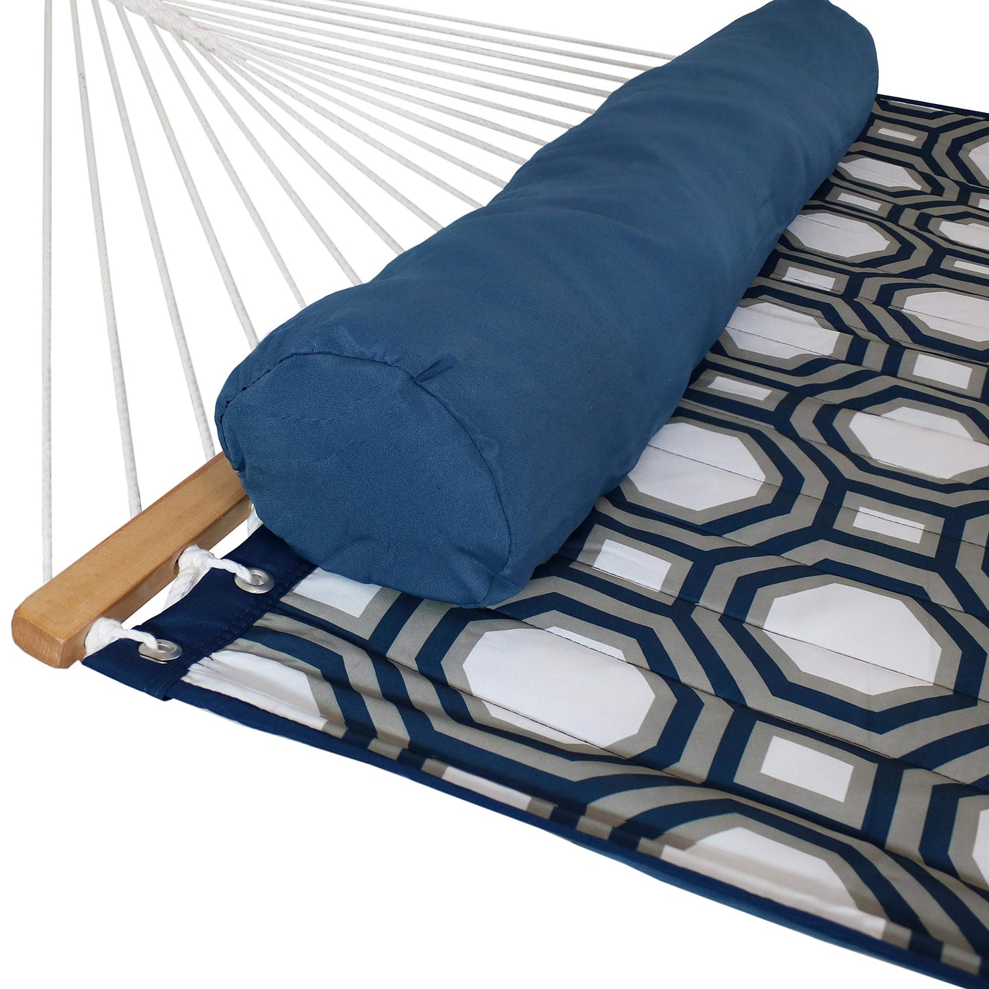 Double Quilted Fabric Hammock with Stand and Spreader Bars - Sunnydaze