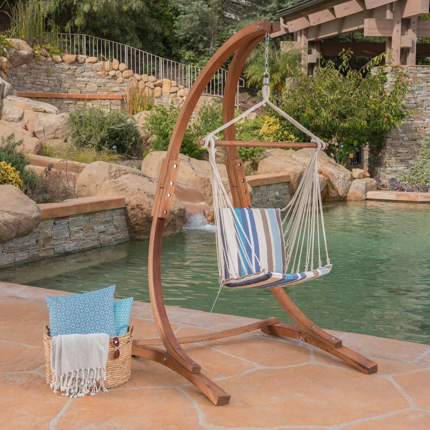 Outdoor Fabric Hanging Chair - GDFStudio