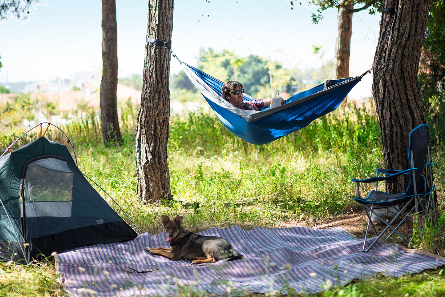 Rip Resistant Single Parachute Camping Hammock with Tree Straps - Camp is easy