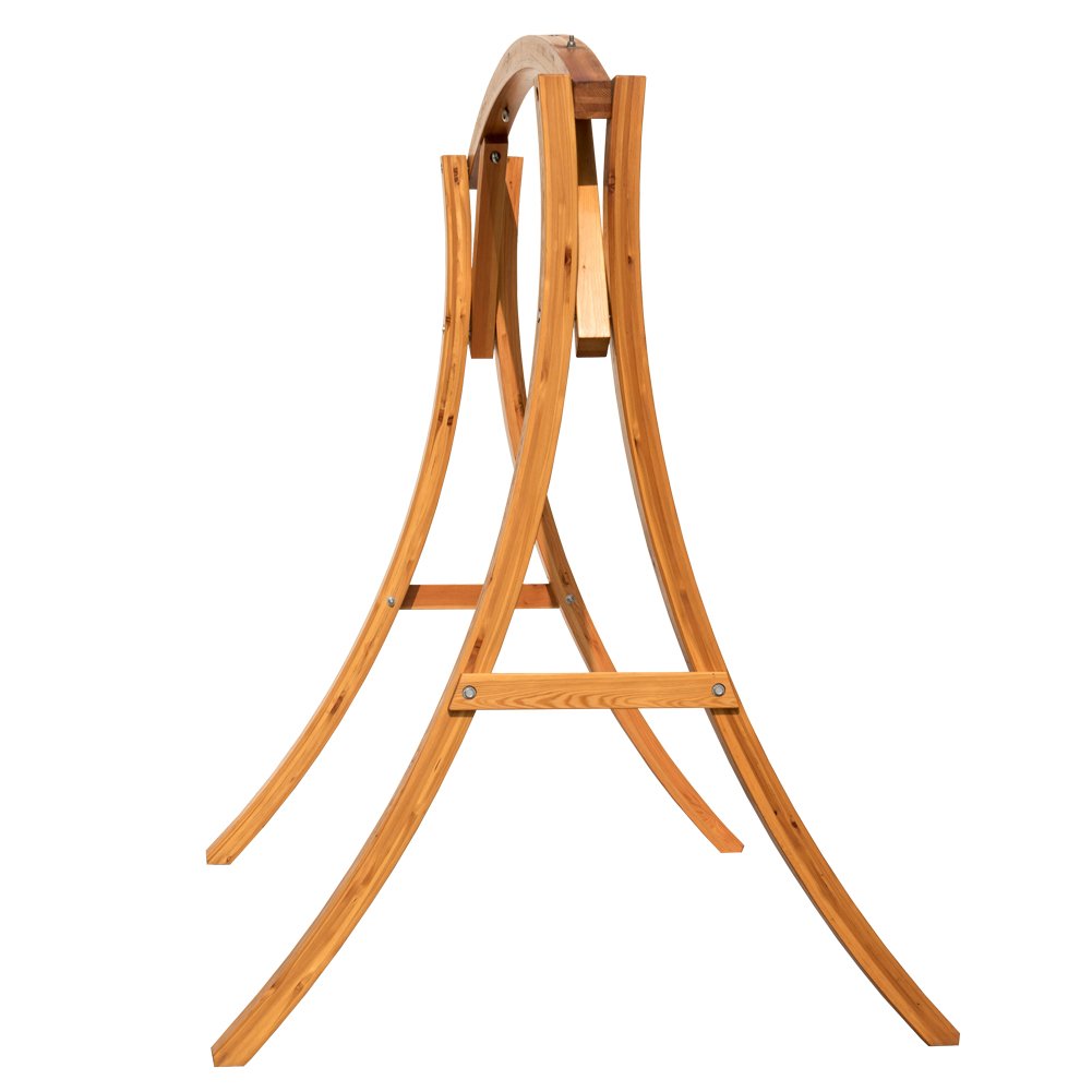 Lazy Daze Hammocks Deluxe Wooden Arc Frame Hammock Swing Chair Stand Heavy Duty Russian Pine Hardwood, Weight Capacity 450 lbs