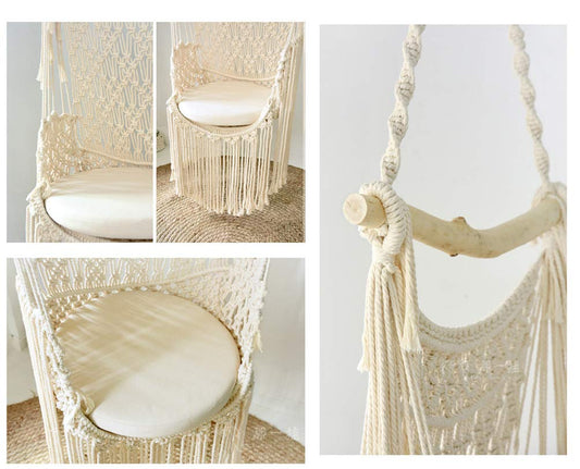 Handmade Knitted Bohemian Hanging Chair-LMX - liv