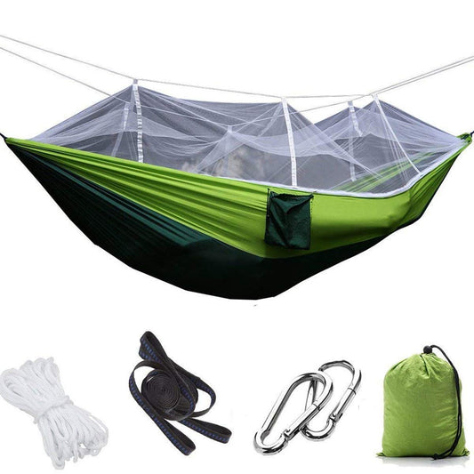 Parachute Nylon Single & Double Camping Hammock with Mosquito Net - DSTong