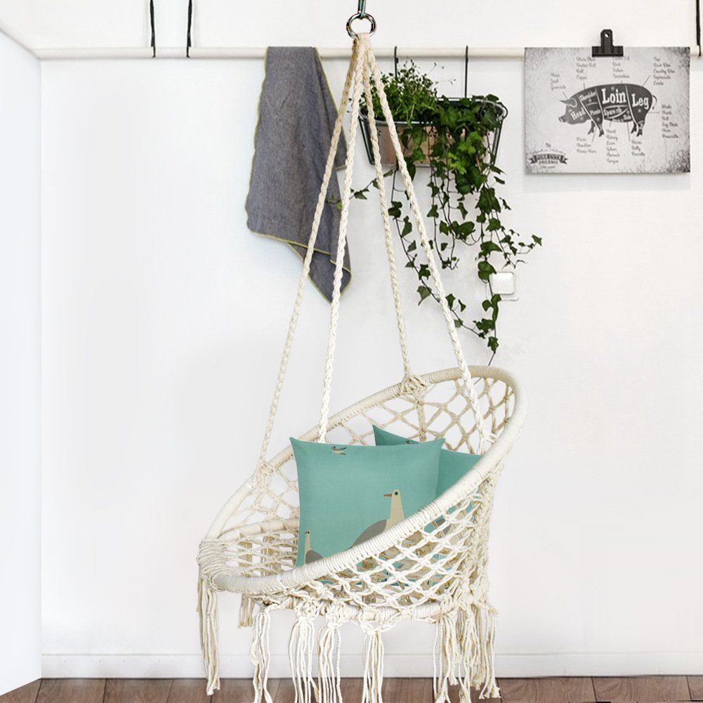 White  Hanging Hammock Chair Macrame Swing - BHORMS