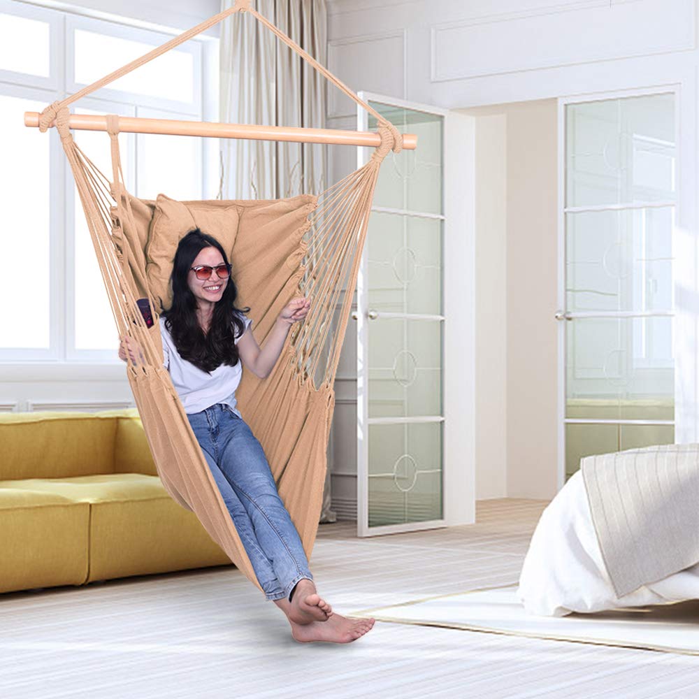 Large Hanging Rope Hammock Chair - ONCLOUD