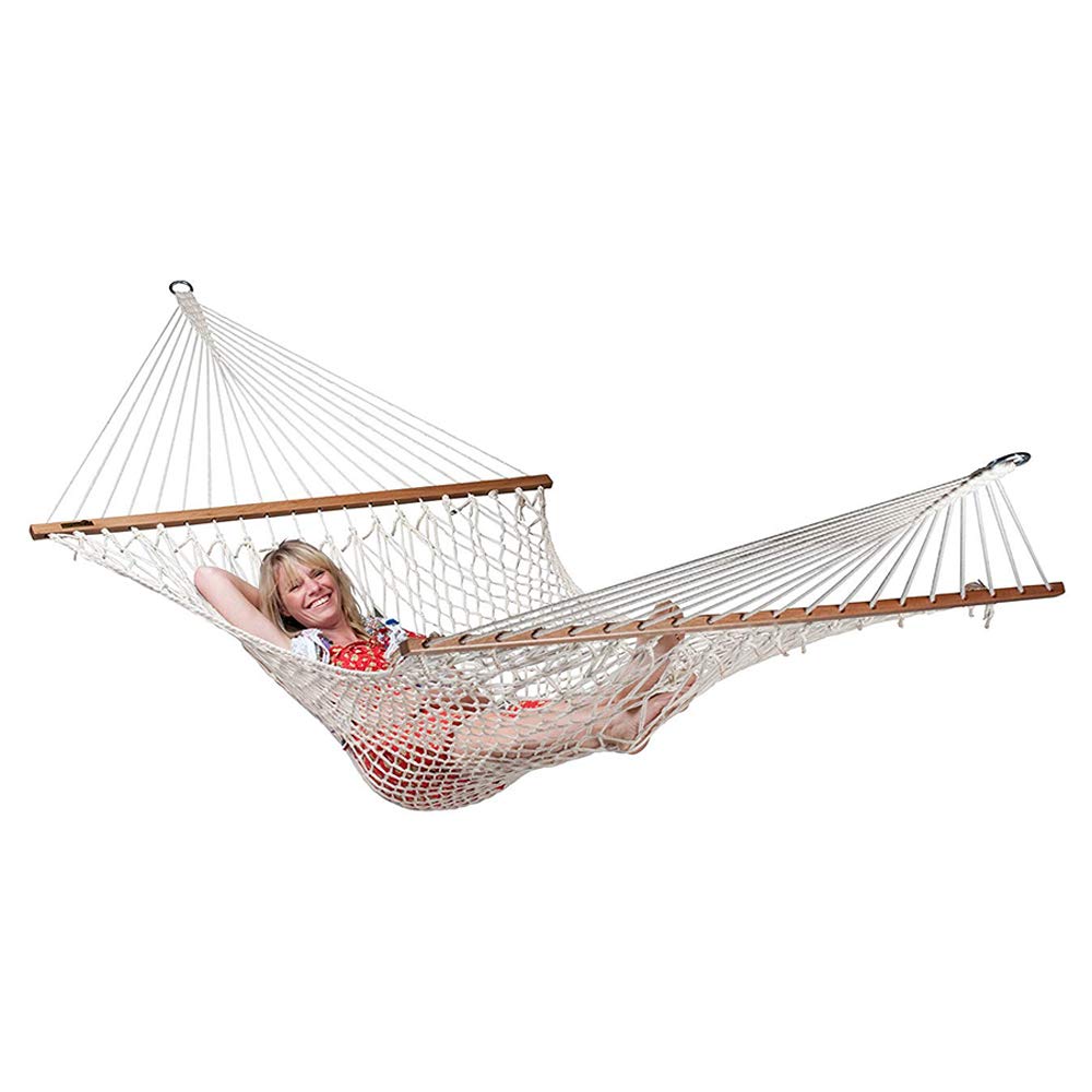 Cotton Rope Net Hammock with Wood Spreader Bar - SUMER – Hammock Station