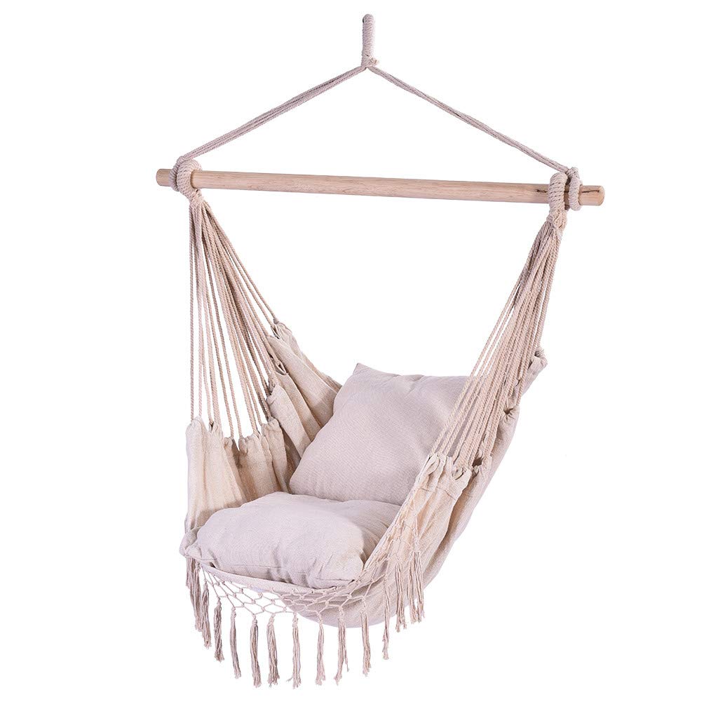 Hanging Chair with Weave Cotton Rope & 2 Seat Cushions - Quaanti