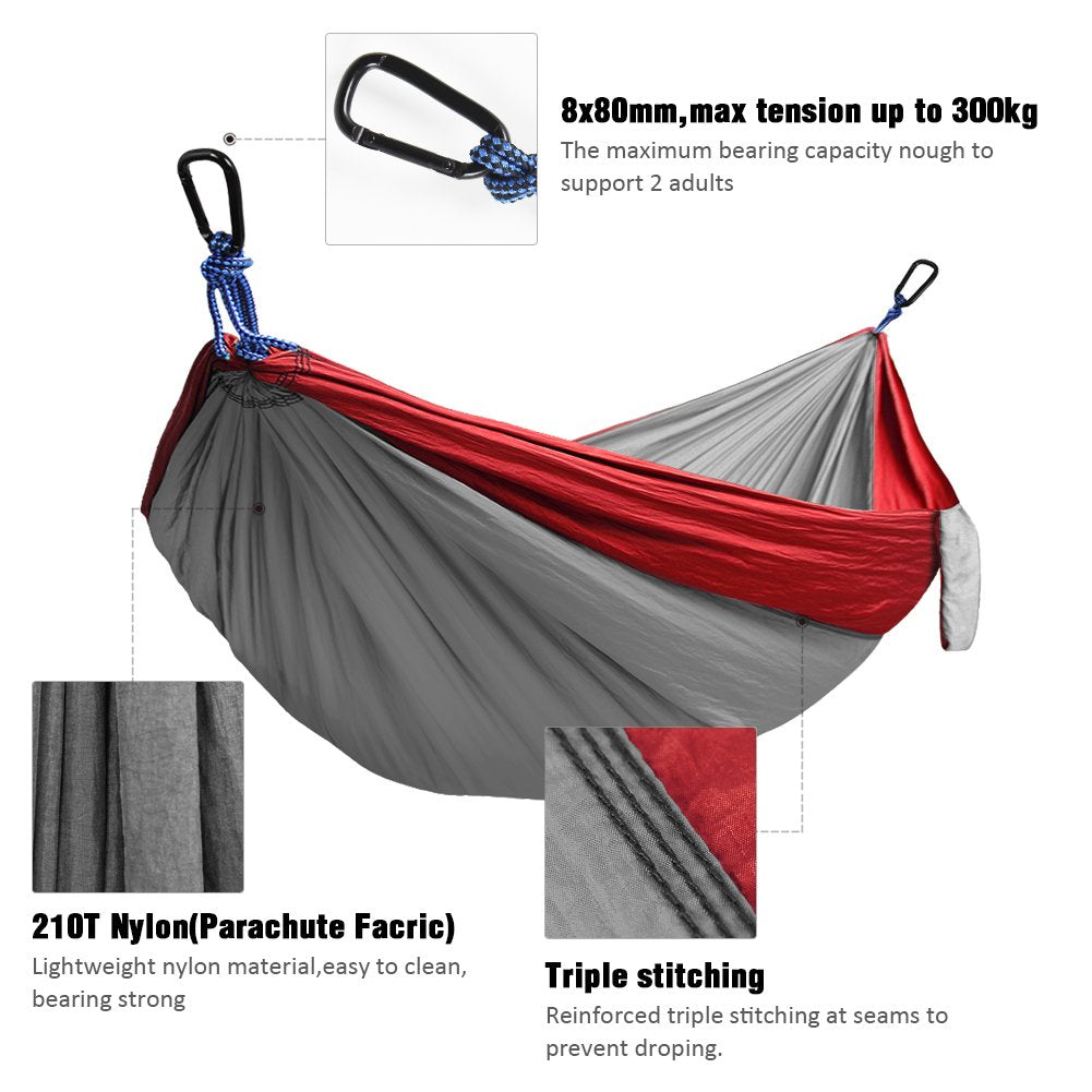 Parachute Nylon  Camping Hammock with Hanging Straps - Kootek
