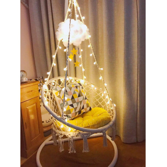 Macrame Hammock Chair with LED Lights - Sonyabecca