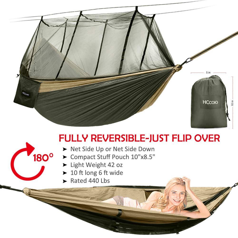 Nylon Parachute Double Camping Hammock with Mosquito Net - HCcolo