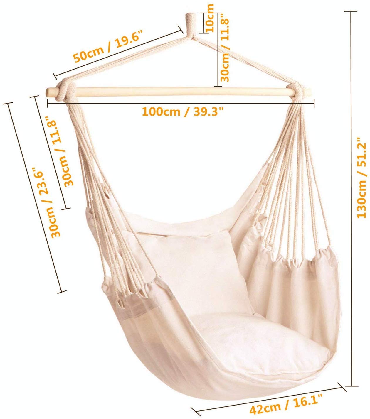 Off White Hanging Rope Hammock Chair - Lelly Q