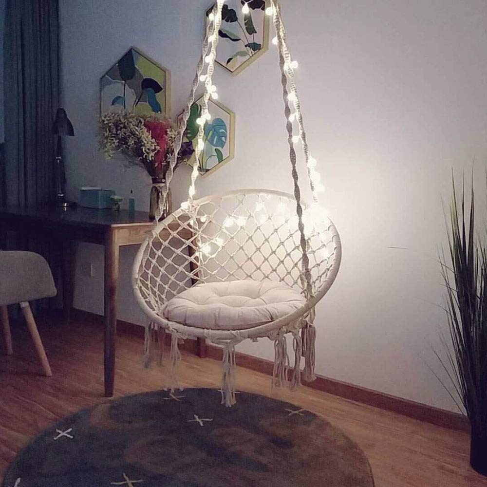 Macrame Hammock Chair with LED Lights - Sonyabecca