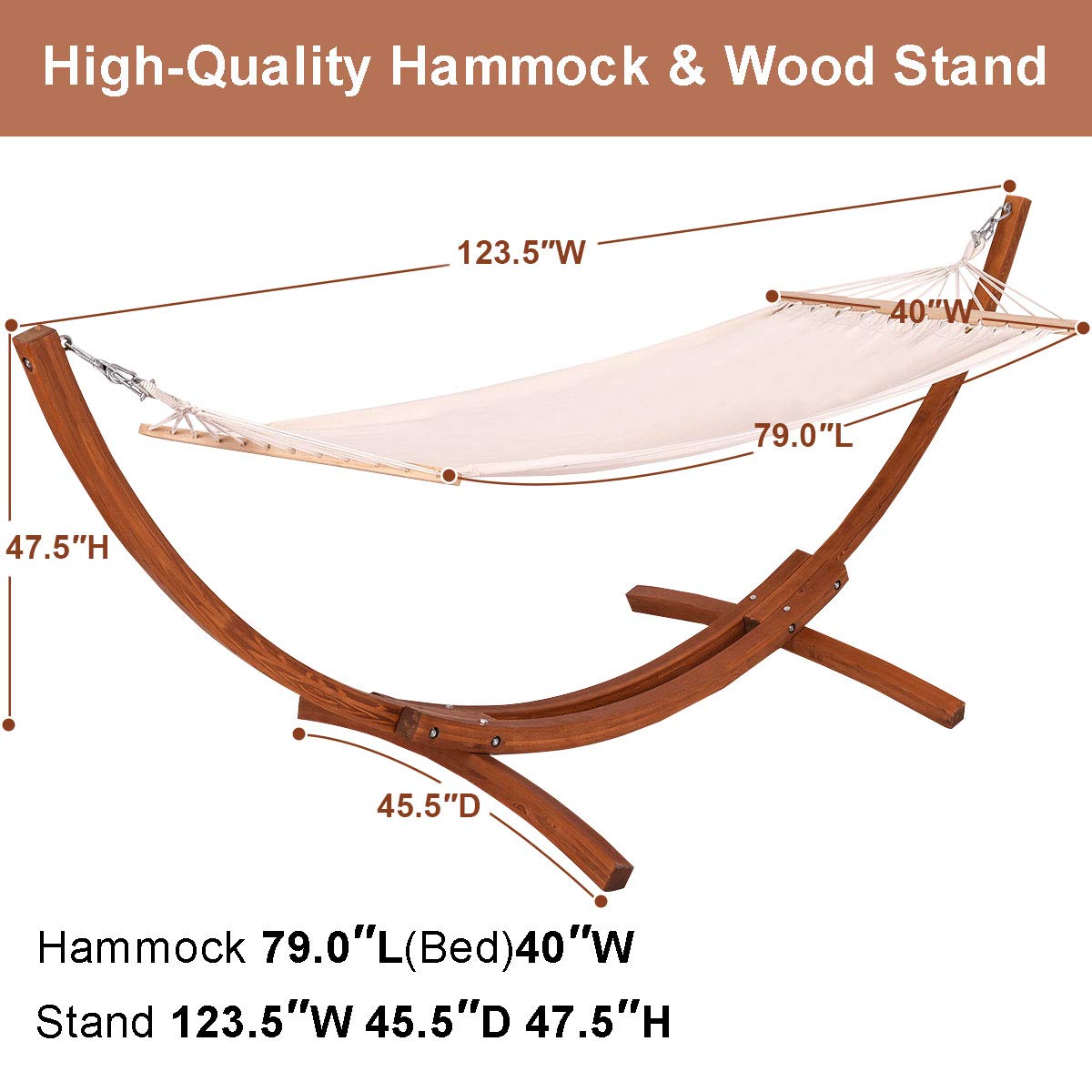 Wood Hammock Stand with Cotton Hammock-Giantex