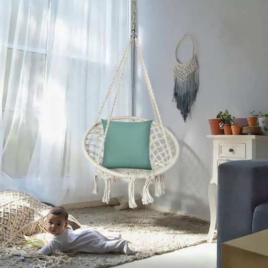 Handmade Knitted Macrame Hanging Swing Chair - Mertonzo
